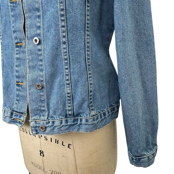 Sundance Womens Jean Jacket Medium Blue Denim Classic Minimal Western Trucker - Picture 6 of 15